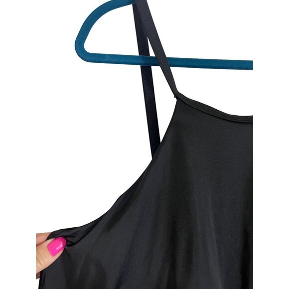 Fit 4 U Swim Women 10 Black 1 Piece Tiered Neutral Beach Travel Minimalist Retro - Picture 7 of 13